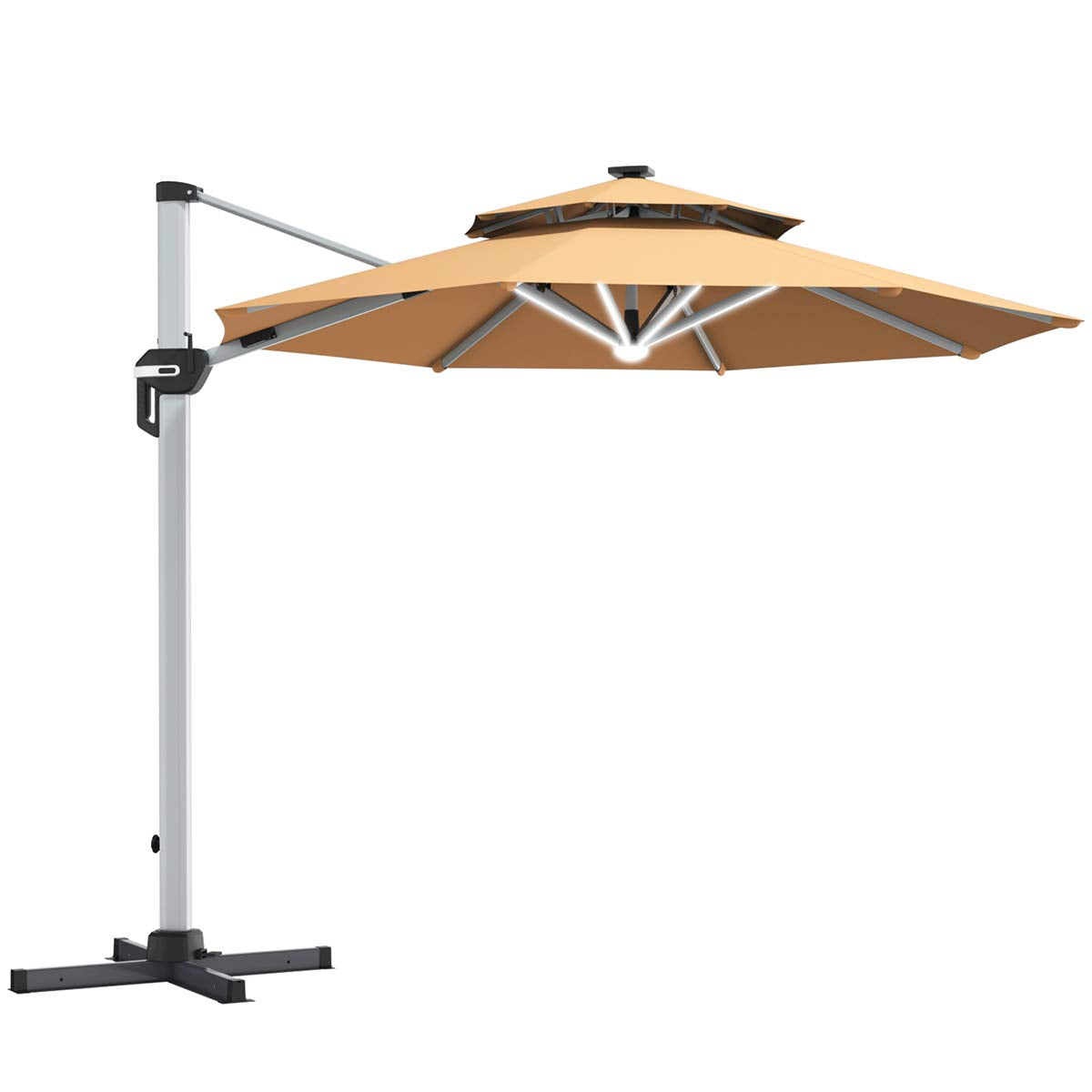 Tangkula 10 FT LED Cantilever Offset Hanging Patio Umbrella
